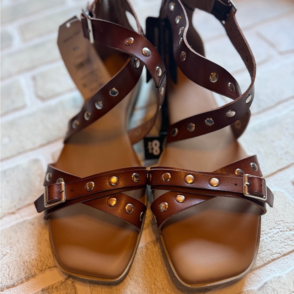 Time and Tru Brown Studded Sandals - Picture 2 of 6